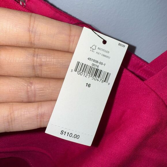 Banana Republic Factory Linen Blend Barbie Hot Pink Mini Dress Size 16 NWT - Picture 4 of 8